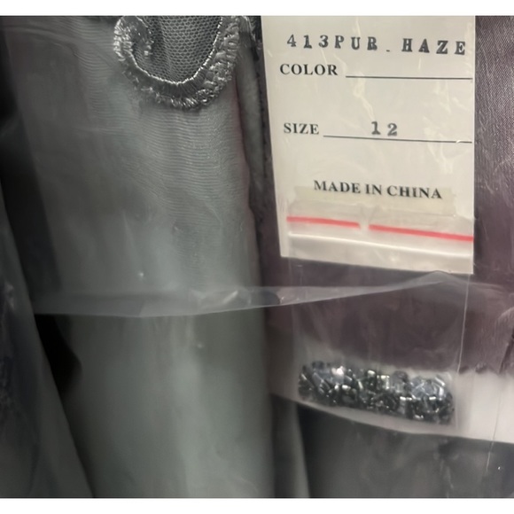 Mon Cheri off the shoulder lace bodice 3/4 sleeves long gown - Picture 7 of 9